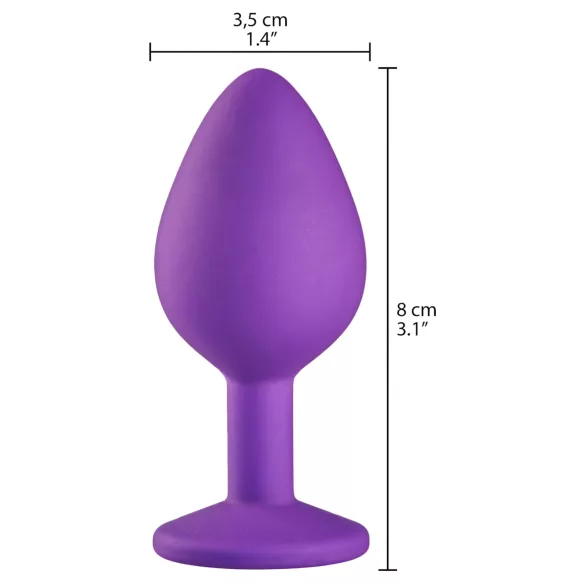 Baseks - silikoninis analinis kaištis su kristalais (violetinis) - 8 cm