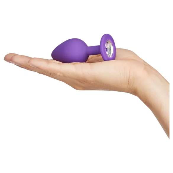 Baseks - silikoninis analinis kaištis su kristalais (violetinis) - 8 cm
