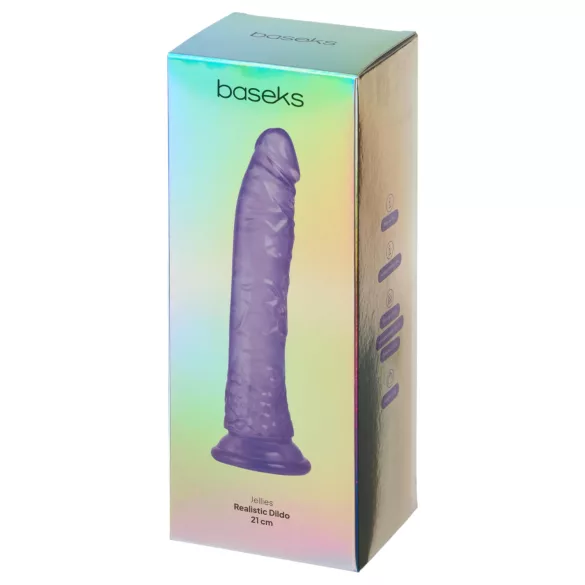 Baseks Jellies - želinis dildo su siurbtuku (violetinis)