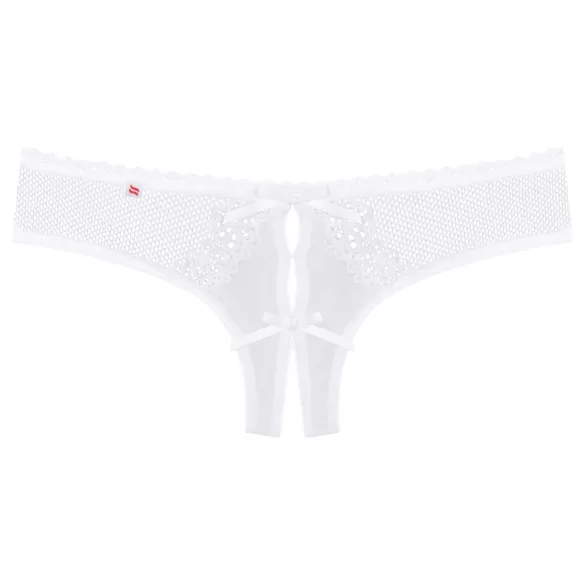 Obsessive Alabastra - atvira moteriška string tanga - balta, gėlėta, su kaspinu - L/XL