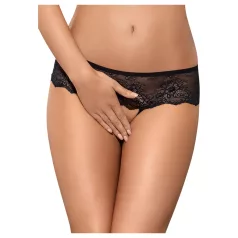   Obsessive Merossa - atvira moteriška juoda dirželių kelnaitė su perlais - L/XL