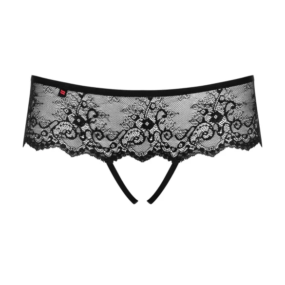 Obsessive Merossa - atvira moteriška juoda dirželių kelnaitė su perlais - 2XL/3XL