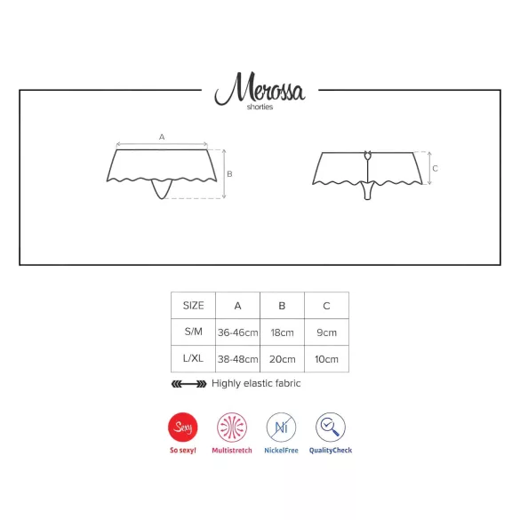 Obsessive Merossa - atvira moteriška juoda dirželių kelnaitė su perlais - 2XL/3XL