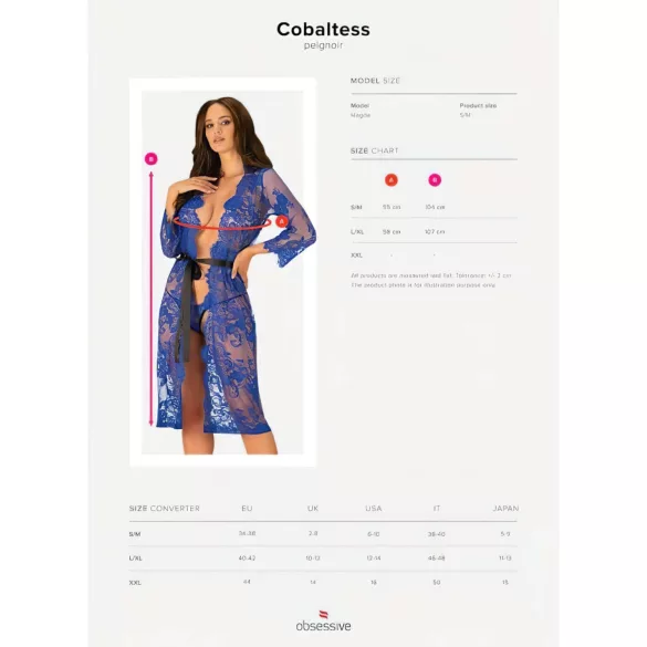 Obsessive Cobaltess - nėrinių chalatas (mėlynas)