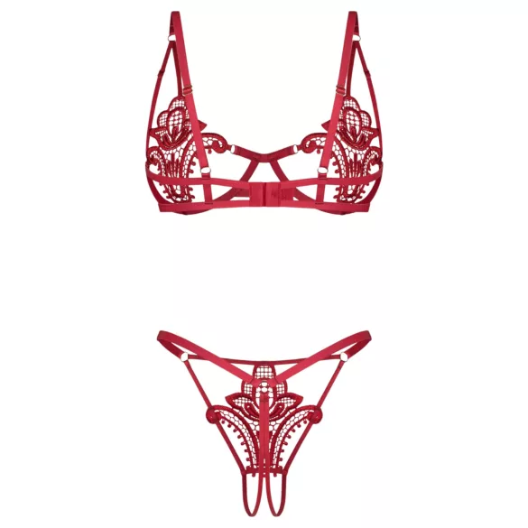 Obsessive Luise - raudonas 2 dalių tulpinis apatinio trikotažo rinkinys