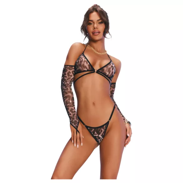 Obsessive Addia - leopardinio rašto tinklelio rinkinys - L/XL