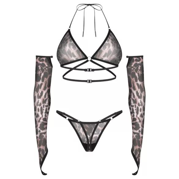 Obsessive Addia - leopardinio rašto tinklelio rinkinys - L/XL