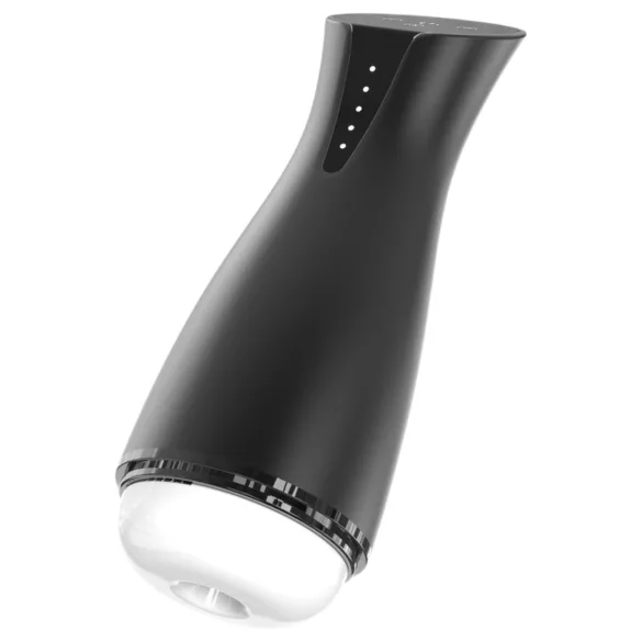 Men's Play - masturbatorius vyrams su siurbimu ir vibracija - šildomas, juodas