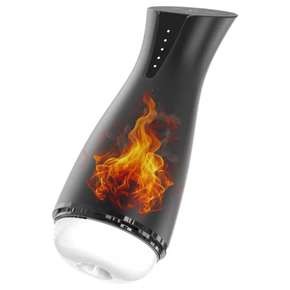 Men's Play - masturbatorius vyrams su siurbimu ir vibracija - šildomas, juodas