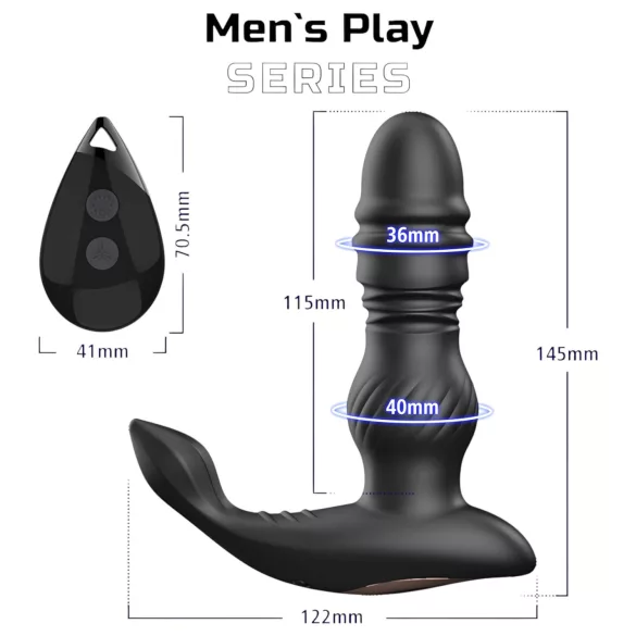 Men's Play - prostatos vibratorius judantis aukštyn žemyn - juodas