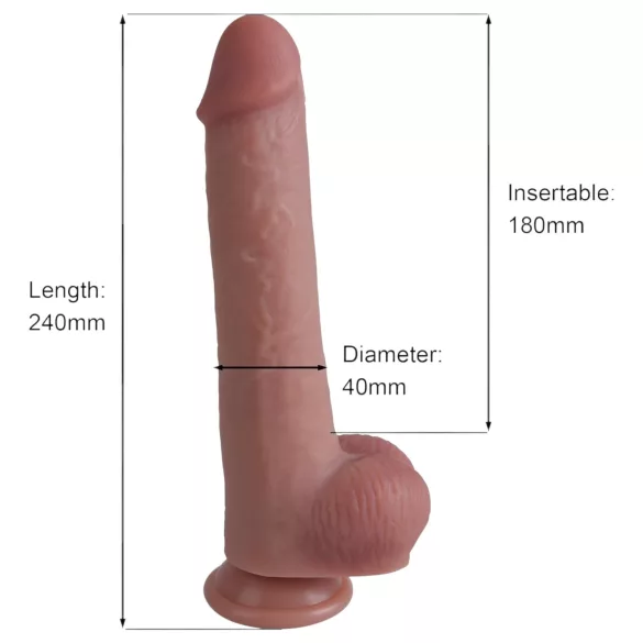 Natural Play - silikoninis dildo, 24 cm (natūralios spalvos)