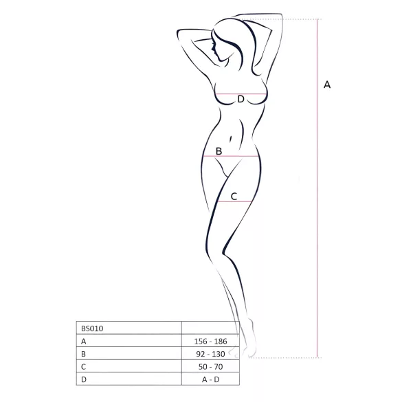Passion BS010 - atviras tinklinis bodis - balta - S-L