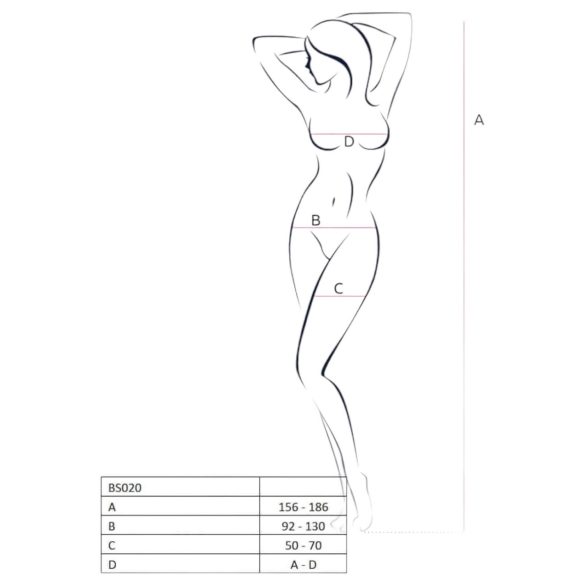 Passion BS020 - atvira dekoruota bodis - juoda - S-L