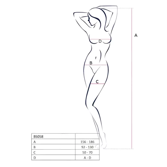 Passion BS058 - atviras tinklinis kombinezonas (raudona) - S-L