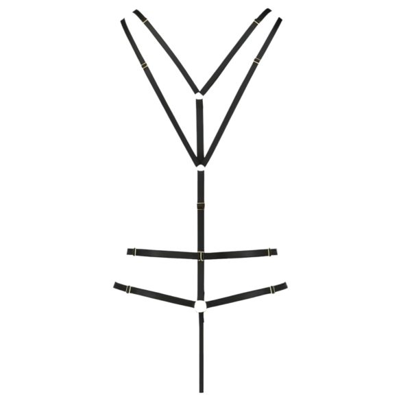 Passion Devil Vyšnia - metalinis žiedinis kūno diržas (juodas) - L/XL