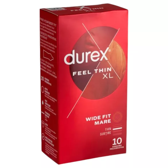 Durex Feel Thin XL - prezervatyvai - natūralaus pojūčio - 10 vnt
