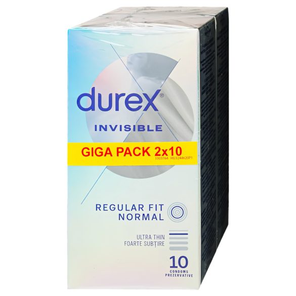 Durex Invisible Regular Fit - ploni prezervatyvai (2x10 vnt.)
