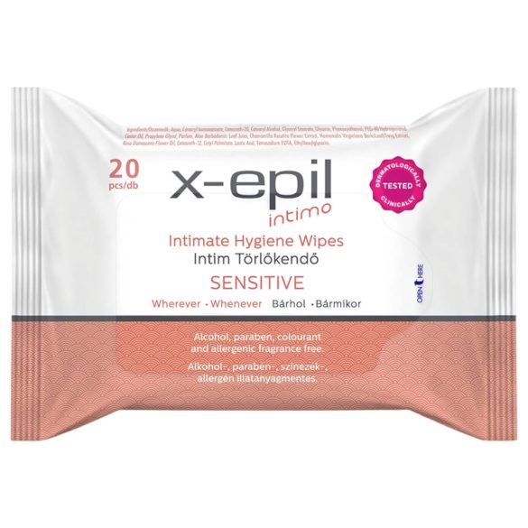 X-Epil Intimo Sensitive - intymios servetėlės - jautriai odai - 20 vnt