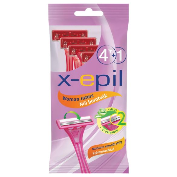 X-Epil - Vienkartiniai moteriški skustuvai su 2 ašmenimis (5 vnt.)