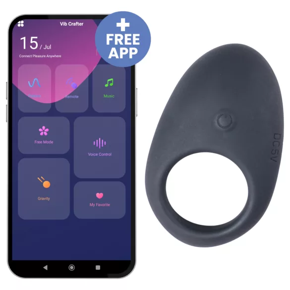 Desirel Halo - vibruojantis penio žiedas - juodas