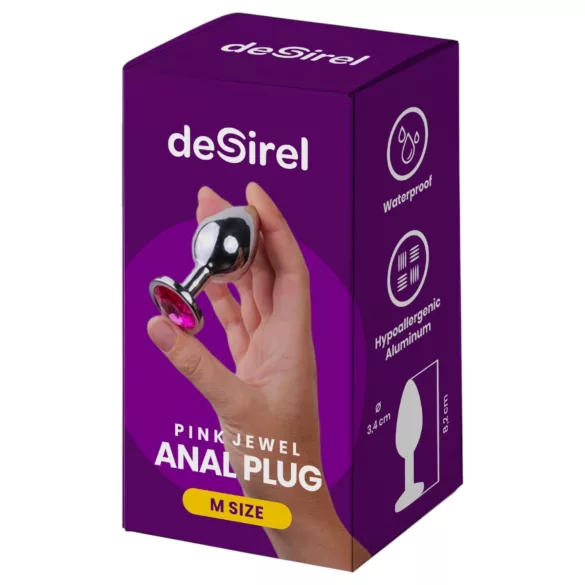 Desirel - analinis kaištis - sidabrinis su rožiniu brangakmeniu - M dydis