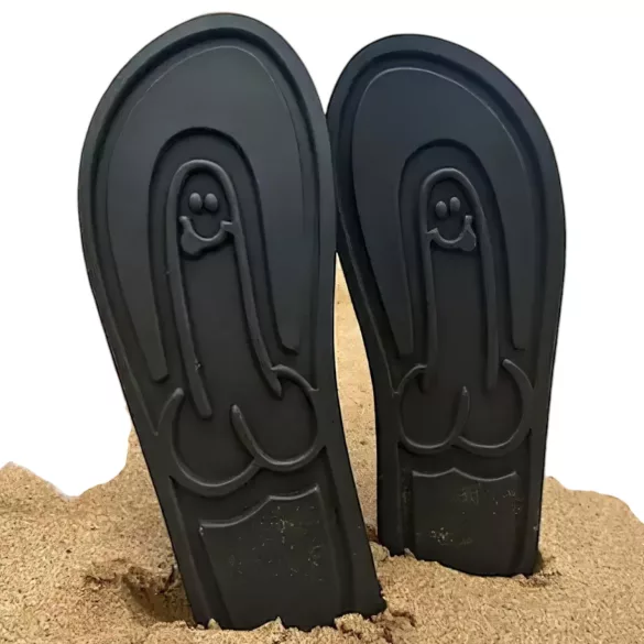 Flip-flop šlepetės - su penio raštu - juodos - 40/41