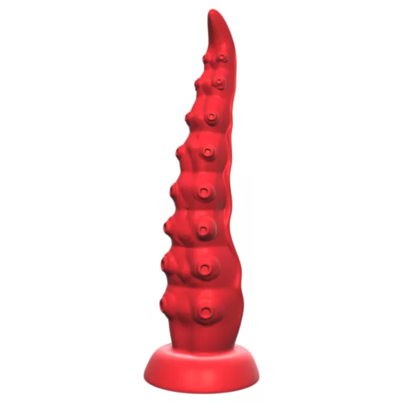 Monster Fuck - vibratorius su siurbtuku ir nuotoliniu valdymu - raudonas