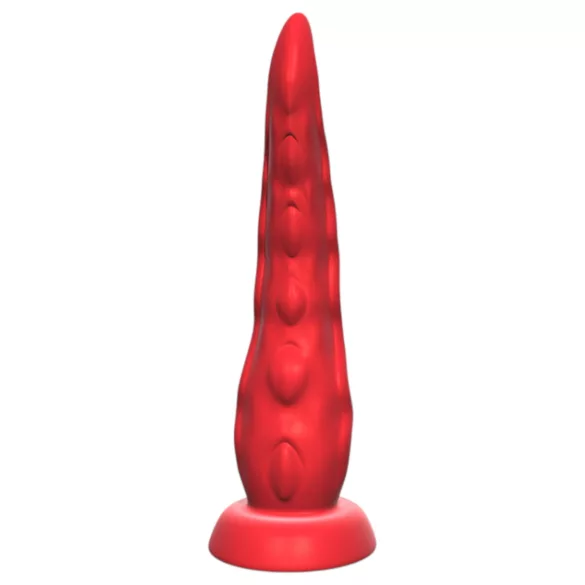 Monster Fuck - vibratorius su siurbtuku ir nuotoliniu valdymu - raudonas