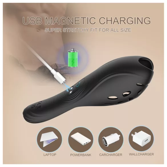 Biu-Biu - penio žiedas su vibracija - juodas