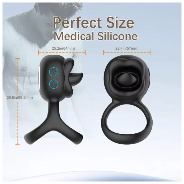 Biu-Biu - penio žiedas ir klitorio vibratorius - juodas