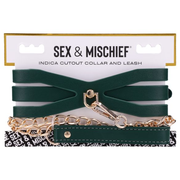 Sportsheets - kaklo antkaklis su pavadėliu - žalias