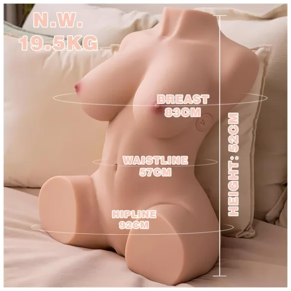 XISE Dania - masturbatorius torso - stūmimo funkcija - kūno spalva