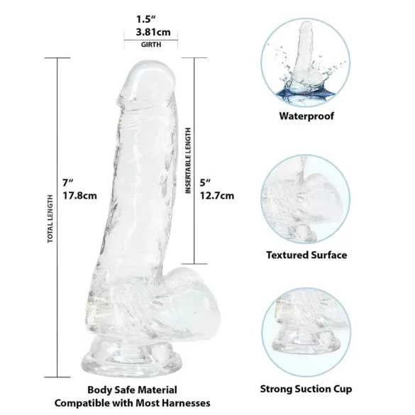Addiction Crystal - dildo su siurbtuku (skaidrus) - 18 cm
