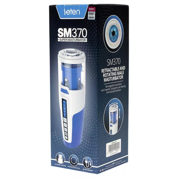 Leten SM370 - dejuojantis, besisukantis masturbatorius (baltas)