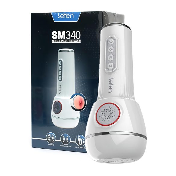 LETEN SM340 - akumuliatorinis, vibruojantis, siurbiantis, garsus leidžiantis masturbatorius
