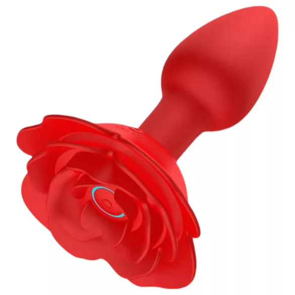 Rose Plug - vibracinis analinis kaištis su nuotoliniu valdymu, raudonas