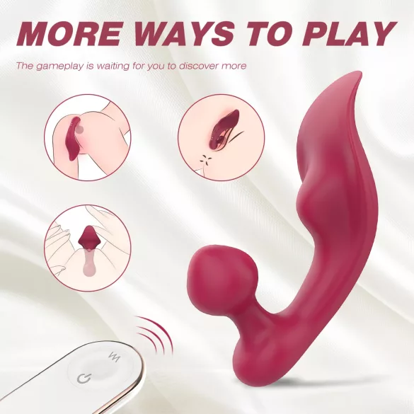 Sex HD Chomper - klitorio ir analinis vibratorius - raudonas