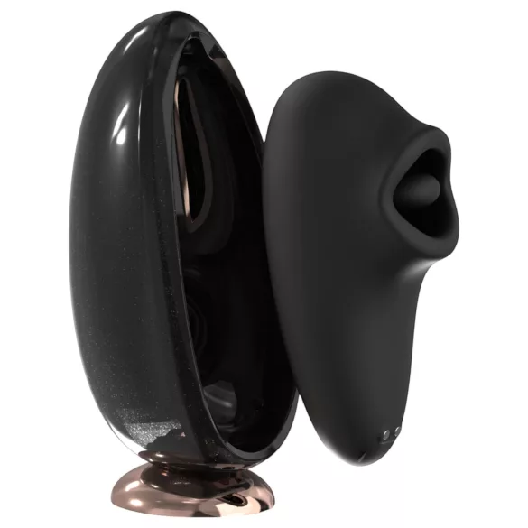 Sex HD Mirror - vibratorius su šildymo funkcija ir liežuvėliu - juodas