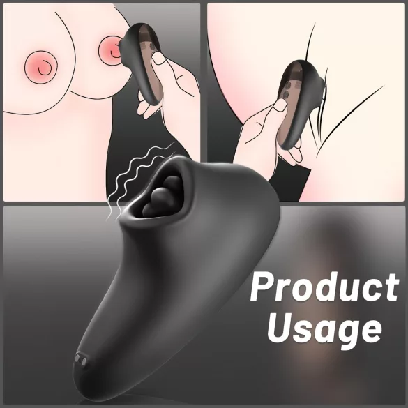 Sex HD Mirror - vibratorius su šildymo funkcija ir liežuvėliu - juodas