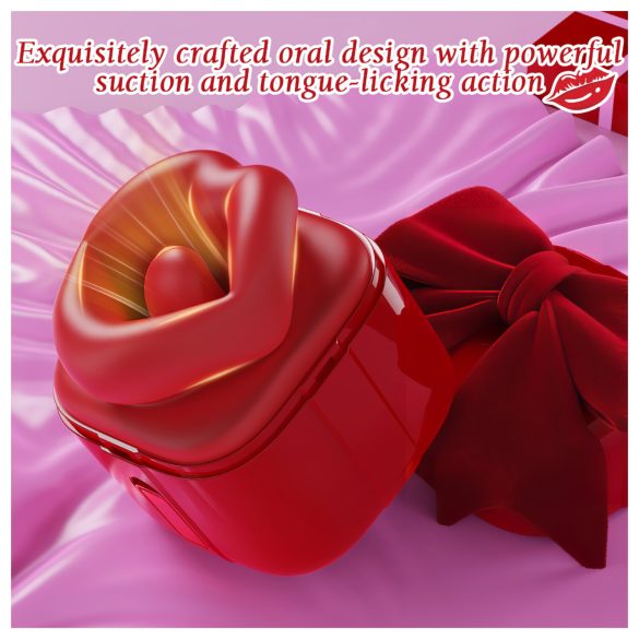 SEX HD Lovely Kiss - vibratorius su laižymo ir čiulpimo funkcija - raudonas