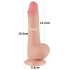 Lovetoy Sliding-Skin - dvigubas dildas su siurbtuku - 19,5 cm natūralus