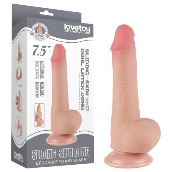 Lovetoy Sliding-Skin - dildo su dvigubu sluoksniu ir sėklidėmis