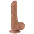 Lovetoy Sliding-Skin - dvigubas dildas su sėklidėmis - 18,3cm natūralios spalvos