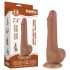 Lovetoy Sliding-Skin - dvigubas dildo su sėklidėmis - 19,5 cm natūralios spalvos