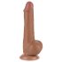 Lovetoy Sliding-Skin - dvigubas dildo su sėklidėmis - 19,5 cm natūralios spalvos