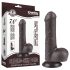 Lovetoy Sliding-Skin - dvigubas dildo su sėklidėmis - 18,3 cm - rudas