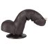 Lovetoy Sliding-Skin - dvigubas dildo su sėklidėmis - 18,3 cm - rudas