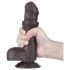 Lovetoy Sliding-Skin - dvigubas dildo su sėklidėmis - 18,3 cm - rudas