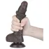 Lovetoy - dvigubas dildo su vakuume - slidus paviršius - rudas, 19,5 cm