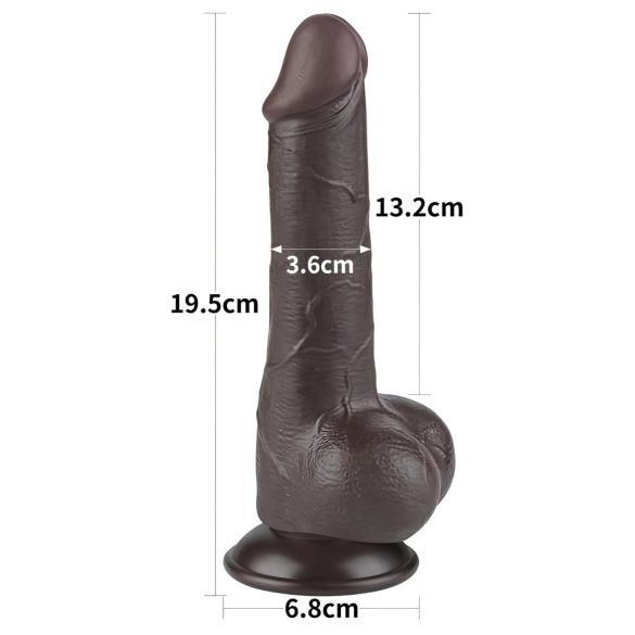 Lovetoy Sliding-Skin - dildo su sėklidėmis - dvigubas sluoksnis - 19,5 cm rudas